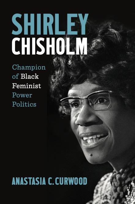 COver of book with Shirley Chisholm's face on a black background